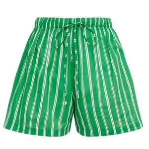 Faithfull the Brand Sereno Striped Cotton-Voile Shorts Green Striped Size 8
